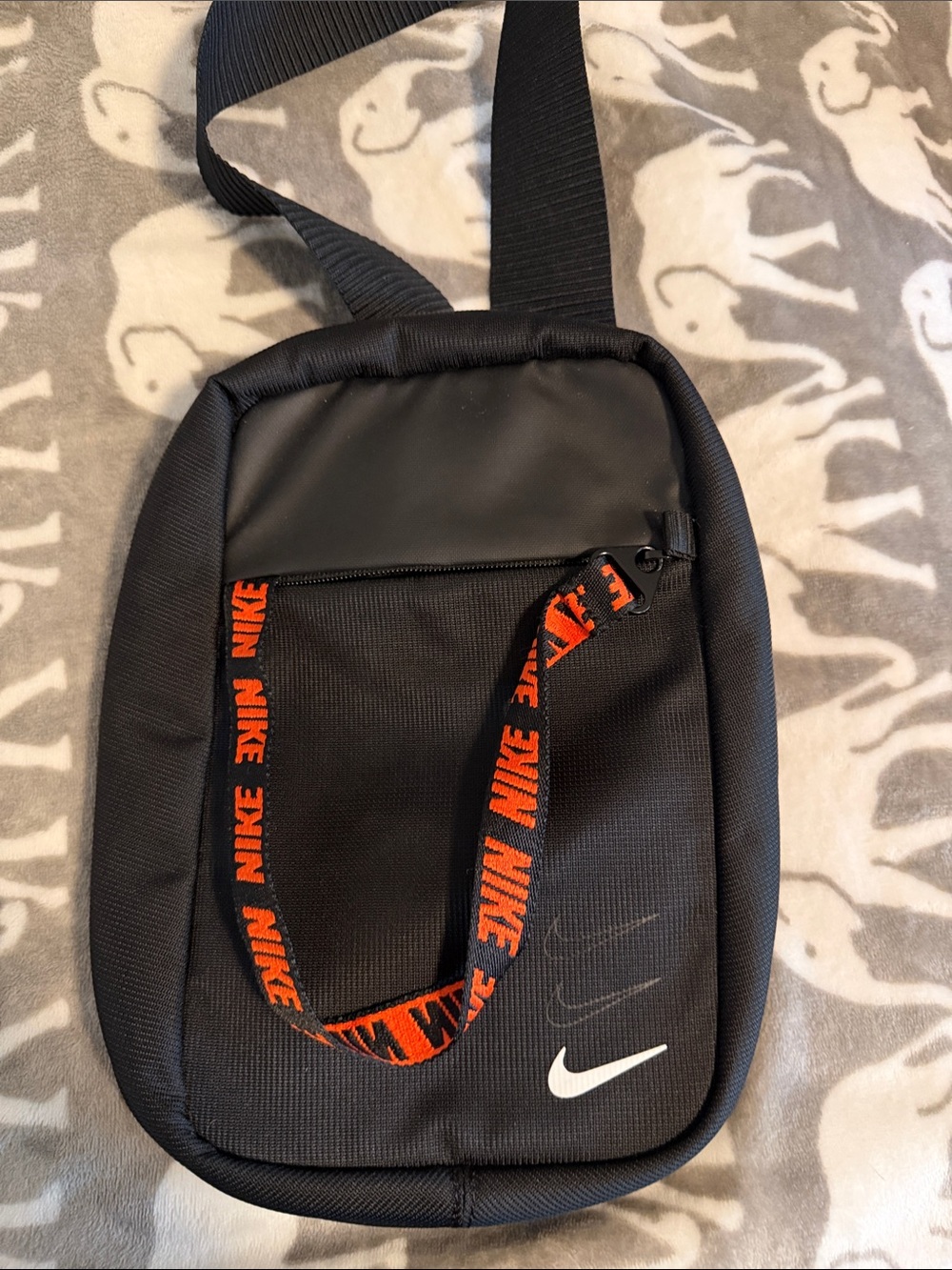 Nike Black Crossbody Belt Bag with Orange Branded Strap